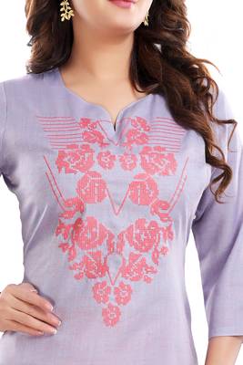 Violet embroidered cotton poly embroidered-kurtis 4