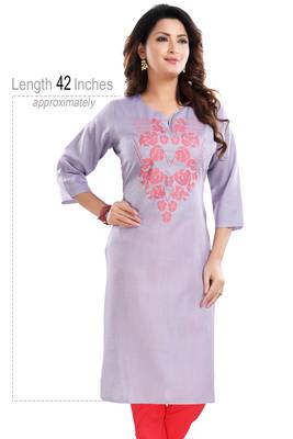 Violet embroidered cotton poly embroidered-kurtis 5
