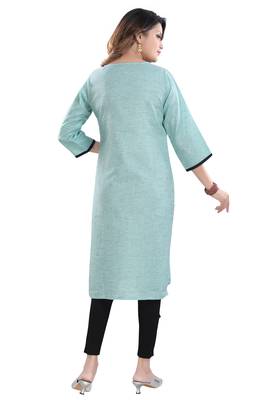 Blue embroidered cotton poly embroidered-kurtis 2