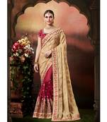 Chickoo and maroon silk handloom silk saree