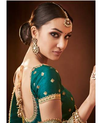 Olive shaded color satin georgette 2