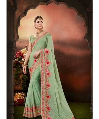Pista Color Georgette Saree 1