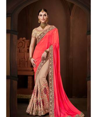 Peach Color Georgette Saree 1