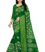 Green woven cotton silk saree with blouse