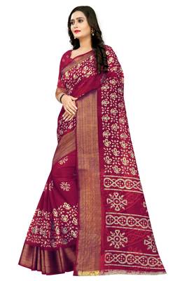 Pink woven cotton silk saree with blouse 2