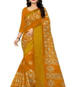 Yellow woven cotton silk saree with blouse