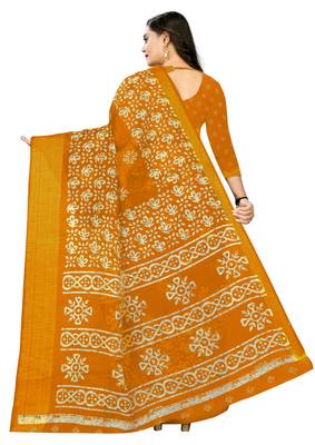 Yellow woven cotton silk saree with blouse 3