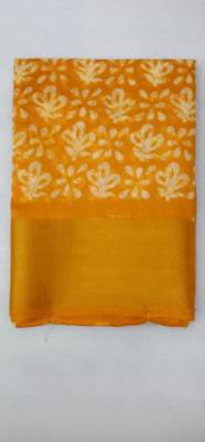 Yellow woven cotton silk saree with blouse 4