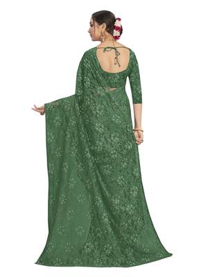 Green brasso brasso saree with blouse 3