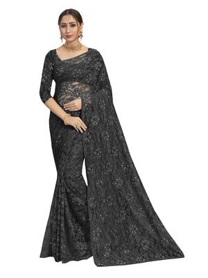 Black brasso brasso saree with blouse 1