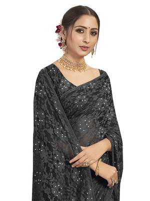 Black brasso brasso saree with blouse 4