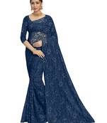 Blue brasso brasso saree with blouse