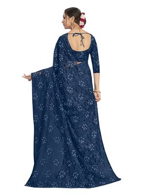 Blue brasso brasso saree with blouse 3
