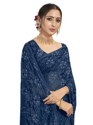 Blue brasso brasso saree with blouse 4
