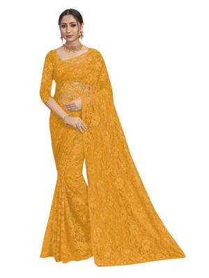 Yellow brasso brasso saree with blouse 1