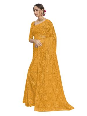 Yellow brasso brasso saree with blouse 2