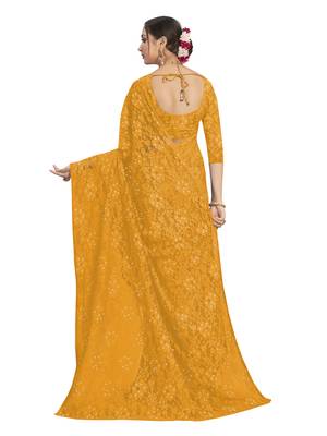 Yellow brasso brasso saree with blouse 3