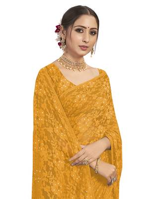 Yellow brasso brasso saree with blouse 4