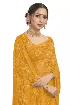 Yellow brasso brasso saree with blouse