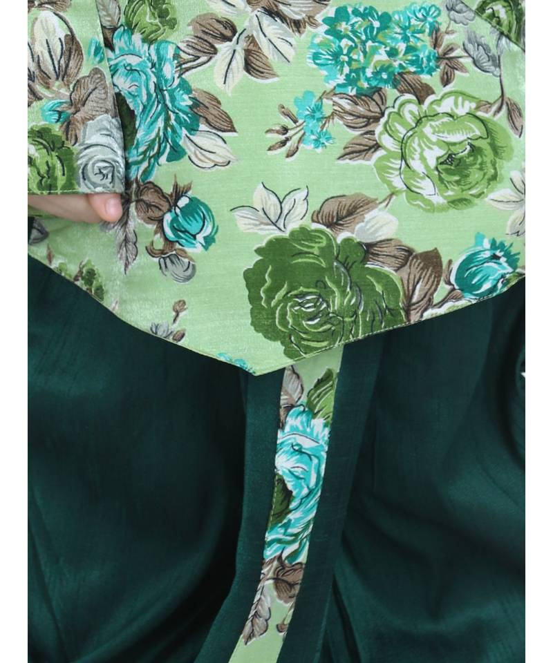 Green Printed Sherwani Dhoti Set for Boys