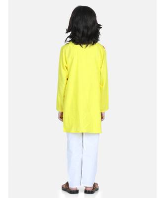 Red Attached Jacket Kurta Pajama for Boys 3