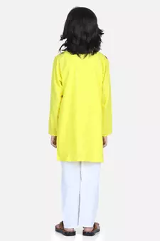 Red Attached Jacket Kurta Pajama for Boys