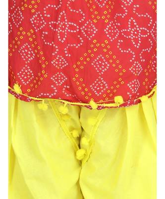 Red Cotton Kaftan Dhoti Set for Girls 3