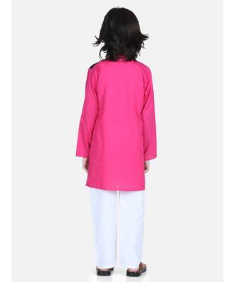 Black Attached Jacket Kurta Pajama for Boys 4