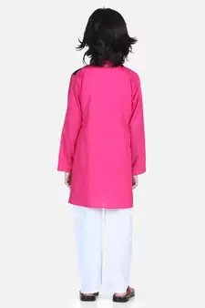 Black Attached Jacket Kurta Pajama for Boys