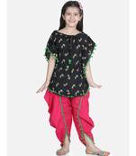 Pink Cotton Kaftan Dhoti Set for Girls