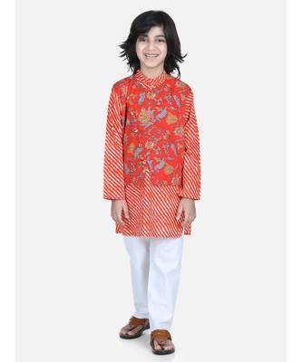 Orange Attached Jacket Kurta Pajama for Boys 1