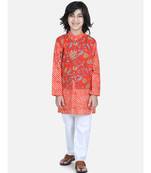 Orange Attached Jacket Kurta Pajama for Boys