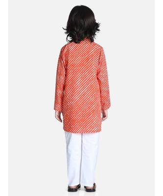 Orange Attached Jacket Kurta Pajama for Boys 4