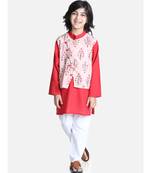 Peach Attached Jacket Kurta Pajama for Boys