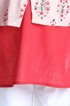 Peach Attached Jacket Kurta Pajama for Boys