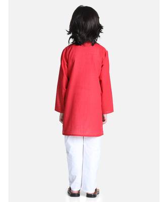 Peach Attached Jacket Kurta Pajama for Boys 4