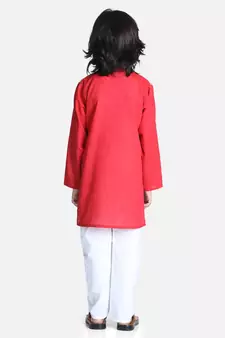 Peach Attached Jacket Kurta Pajama for Boys