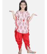 Peach Cotton Kaftan Dhoti Set for Girls