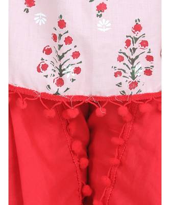 Peach Cotton Kaftan Dhoti Set for Girls 2
