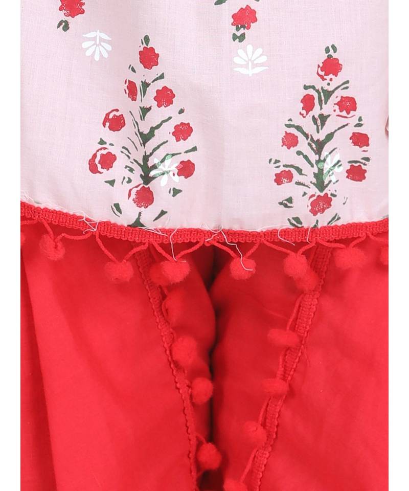 Peach Cotton Kaftan Dhoti Set for Girls