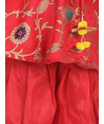 Red One Shoulder Ruffle Peplum Dhoti Set 2