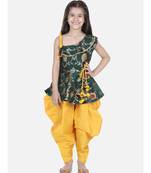 Green One Shoulder Ruffle Peplum Dhoti Set