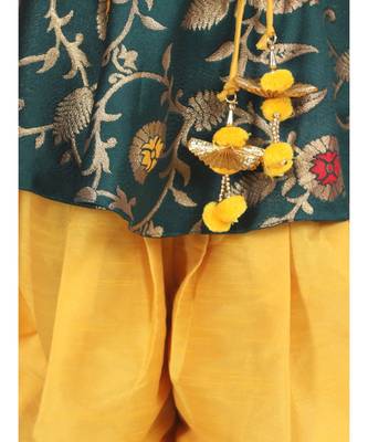 Green One Shoulder Ruffle Peplum Dhoti Set 2