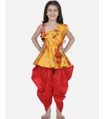 Yellow One Shoulder Ruffle Peplum Dhoti Set