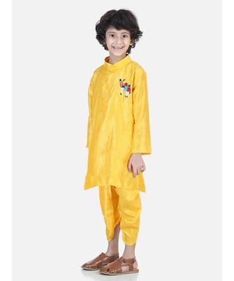 Yellow Camel Hand Embroidered Dhoti Kurta 3