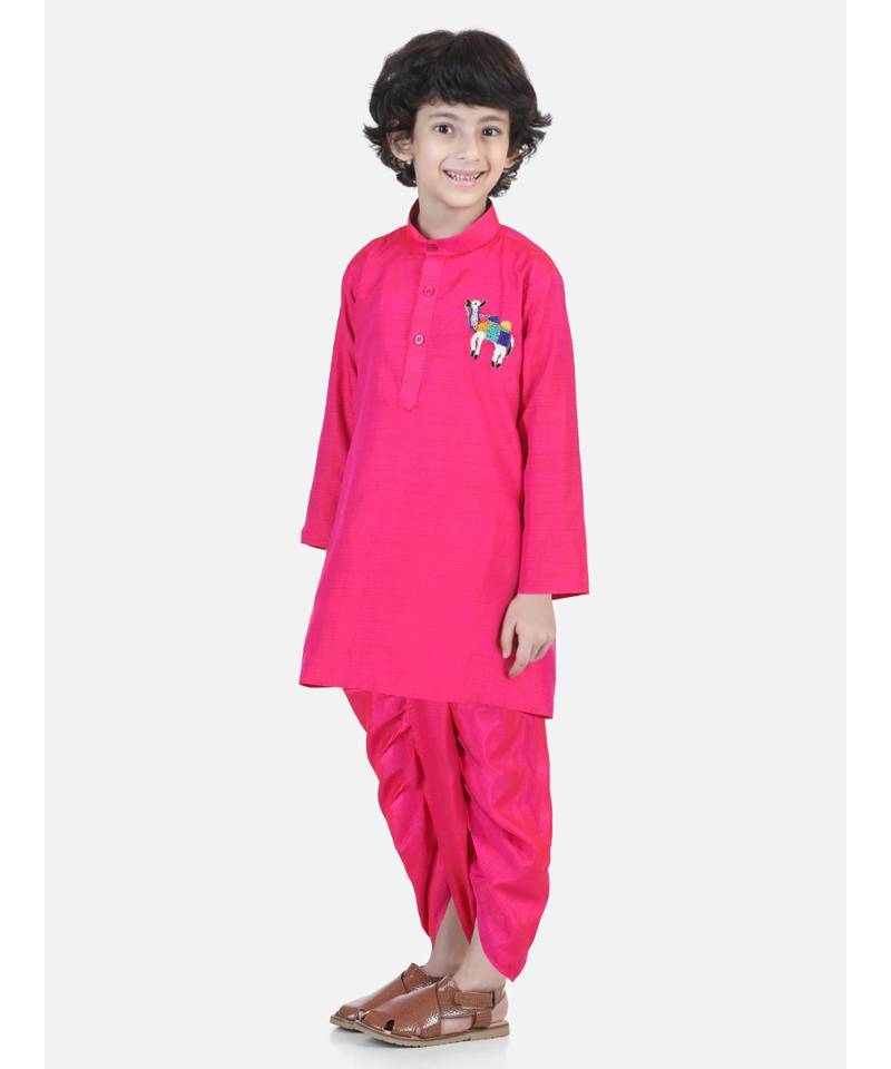 Pink Camel Hand Embroidered Dhoti Kurta