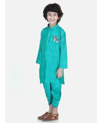 Green Camel Hand Embroidered Dhoti Kurta 3