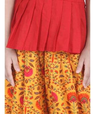 Yellow Rayon Patch Top Dhoti for Girls 2