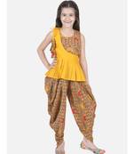 Brown Rayon Patch Top Dhoti for Girls