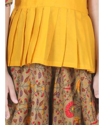 Brown Rayon Patch Top Dhoti for Girls 2